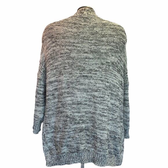 Zara BLACK/ECRU OPEN FRONT CARDIGAN sweater WITH POCKETS & SIDE SLITS SIZE M - Picture 2 of 6